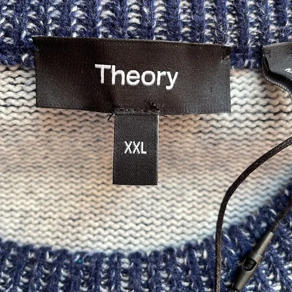 NWT Theory Hilles Crew Cashmere Wool Sweater Blue Baltic Stone XXL